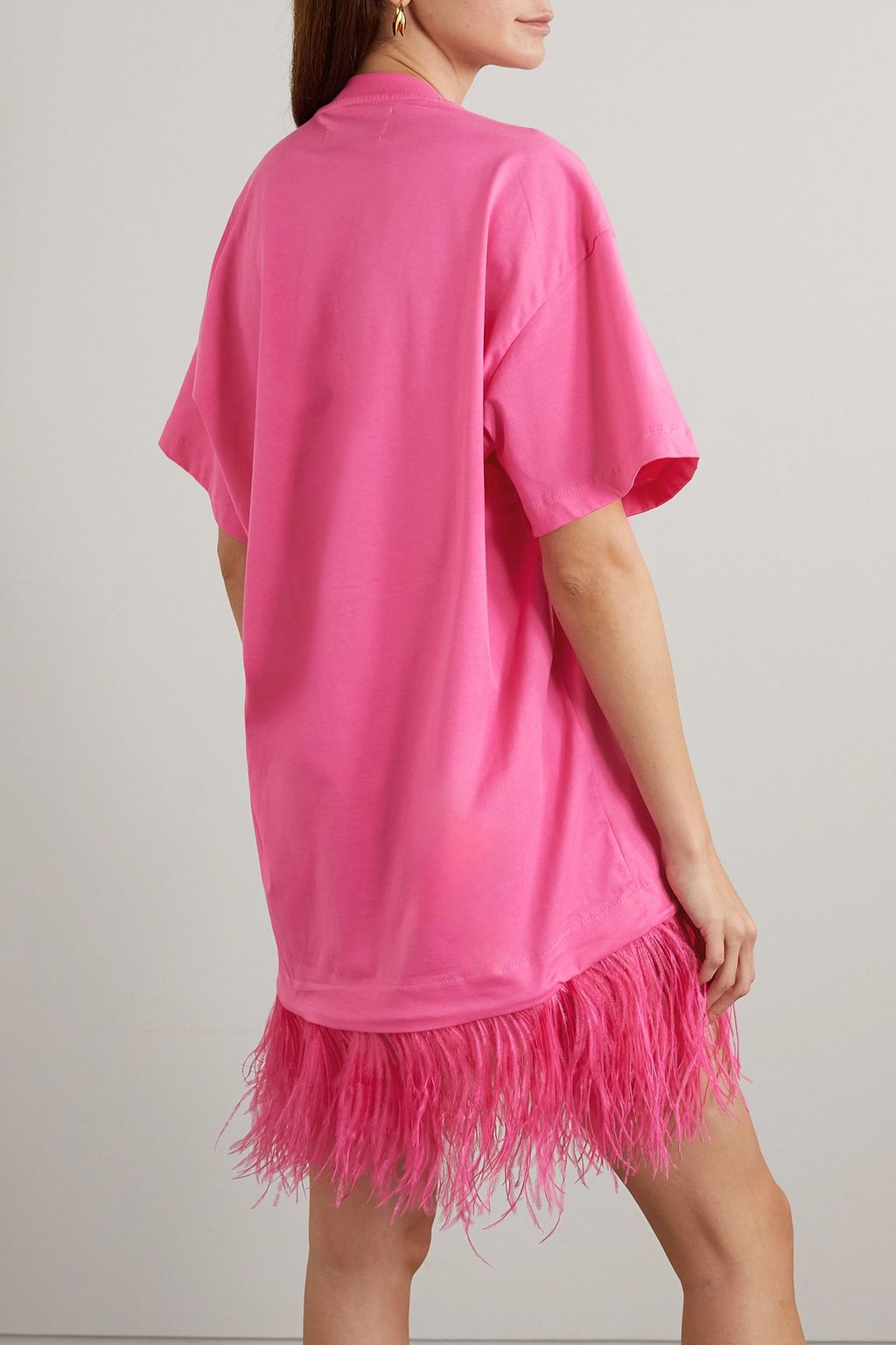 MARQUES' ALMEIDA Oversized feather-trimmed organic cotton-jersey T-shirt