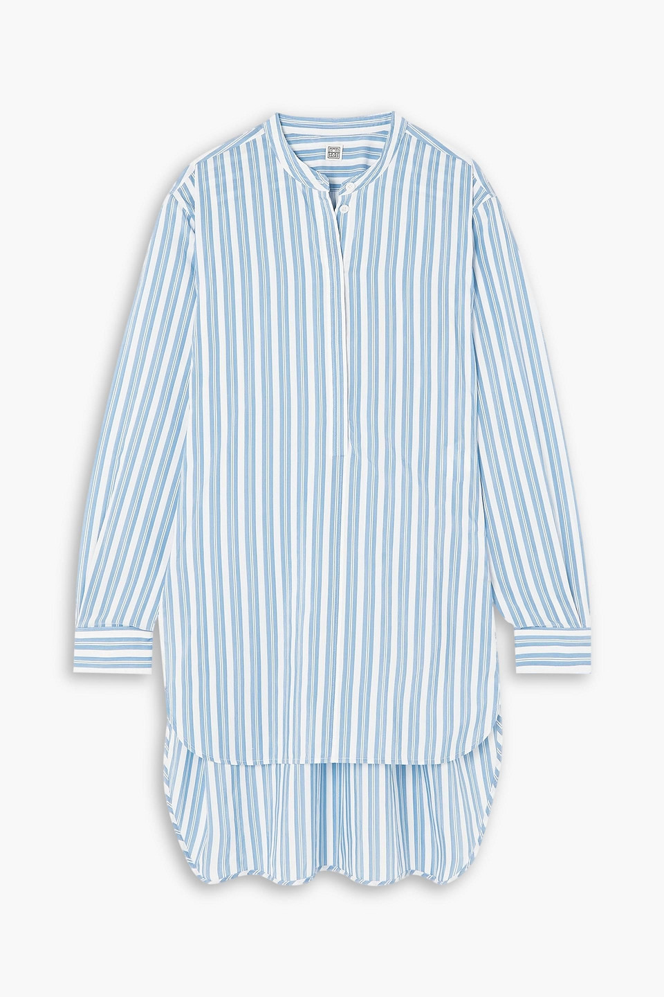 Totême Striped Cotton And Silk-blend Shirt In Blue