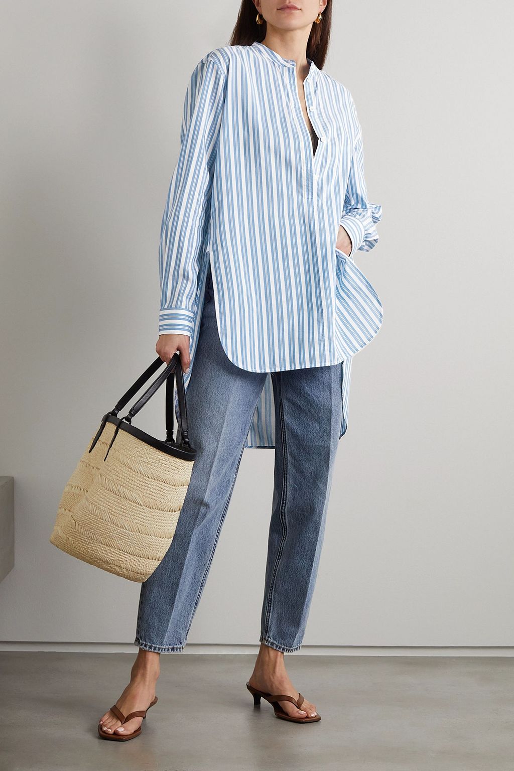 TOTEME Striped cotton and silk-blend shirt