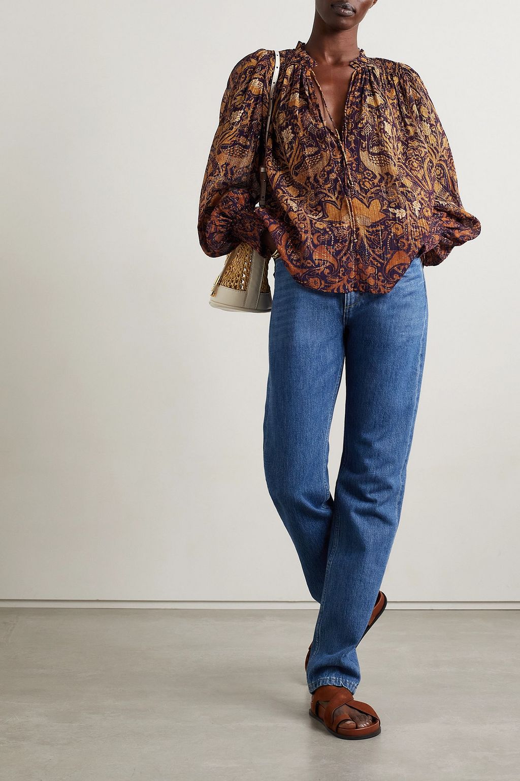 ULLA JOHNSON Ida smocked cotton-blend blouse