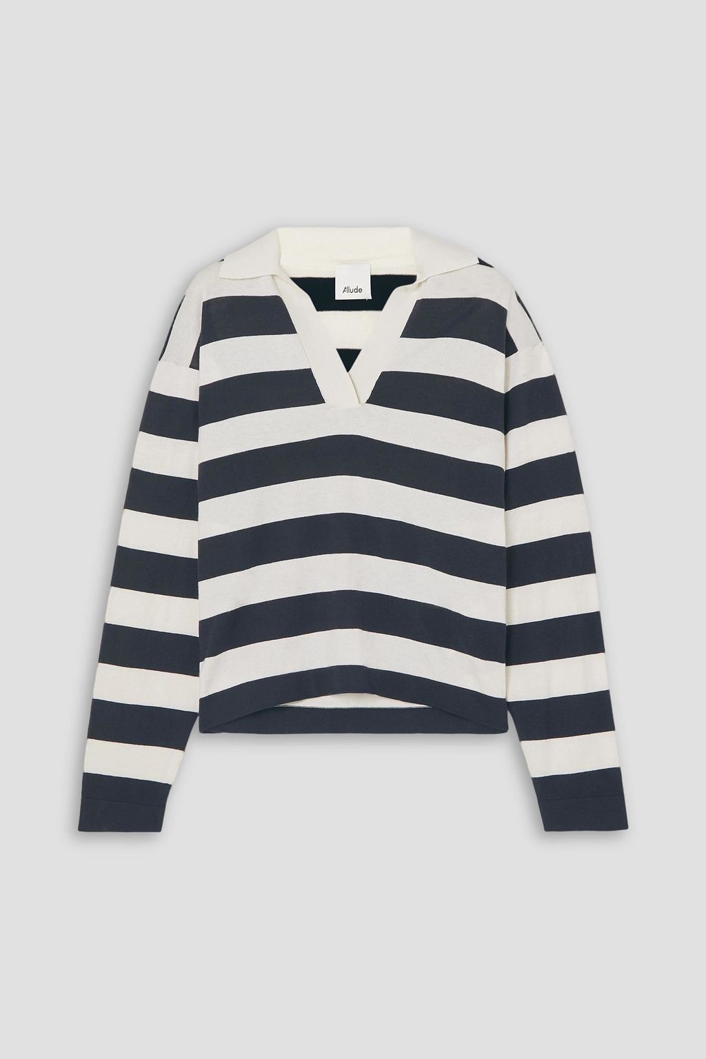 ALLUDE Serafino striped cotton and cashmere blend sweater THE OUTNET