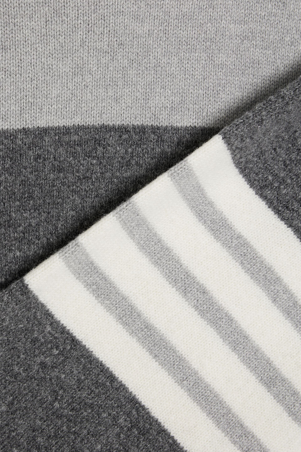 THOM BROWNE STRIPED BRUSHED WOOL SWEATER