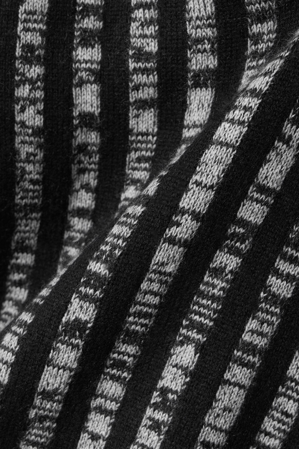 Joseph Striped Wool And Cashmere-blend Turtleneck Sweater In Black