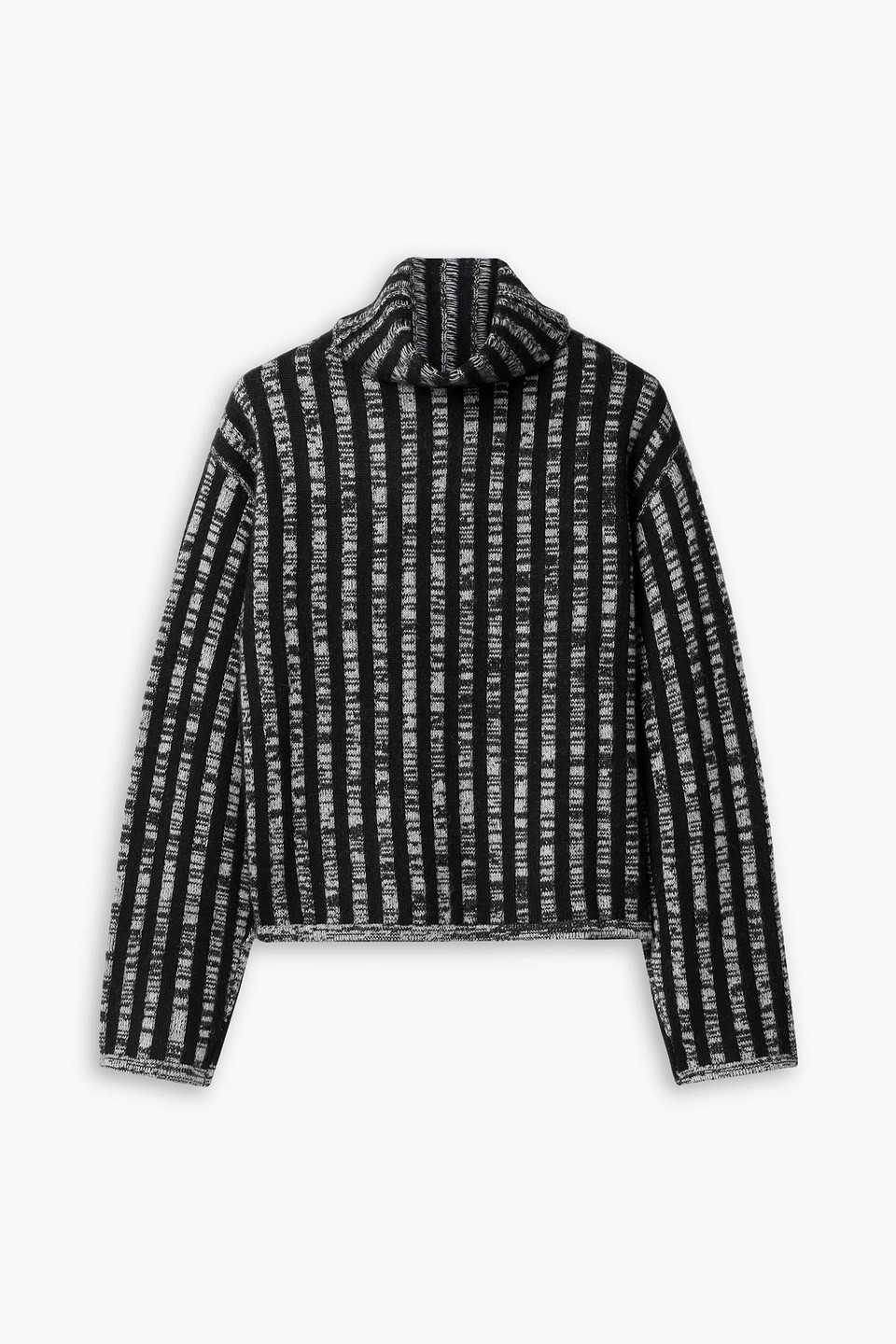 Joseph Striped Wool And Cashmere-blend Turtleneck Sweater In Black