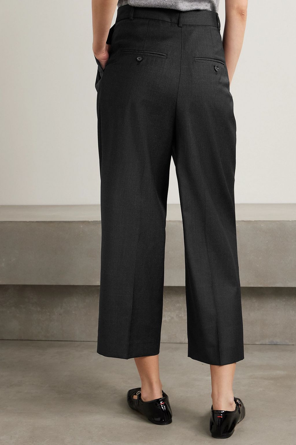 TOTEME Cropped pleated wool straight-leg pants