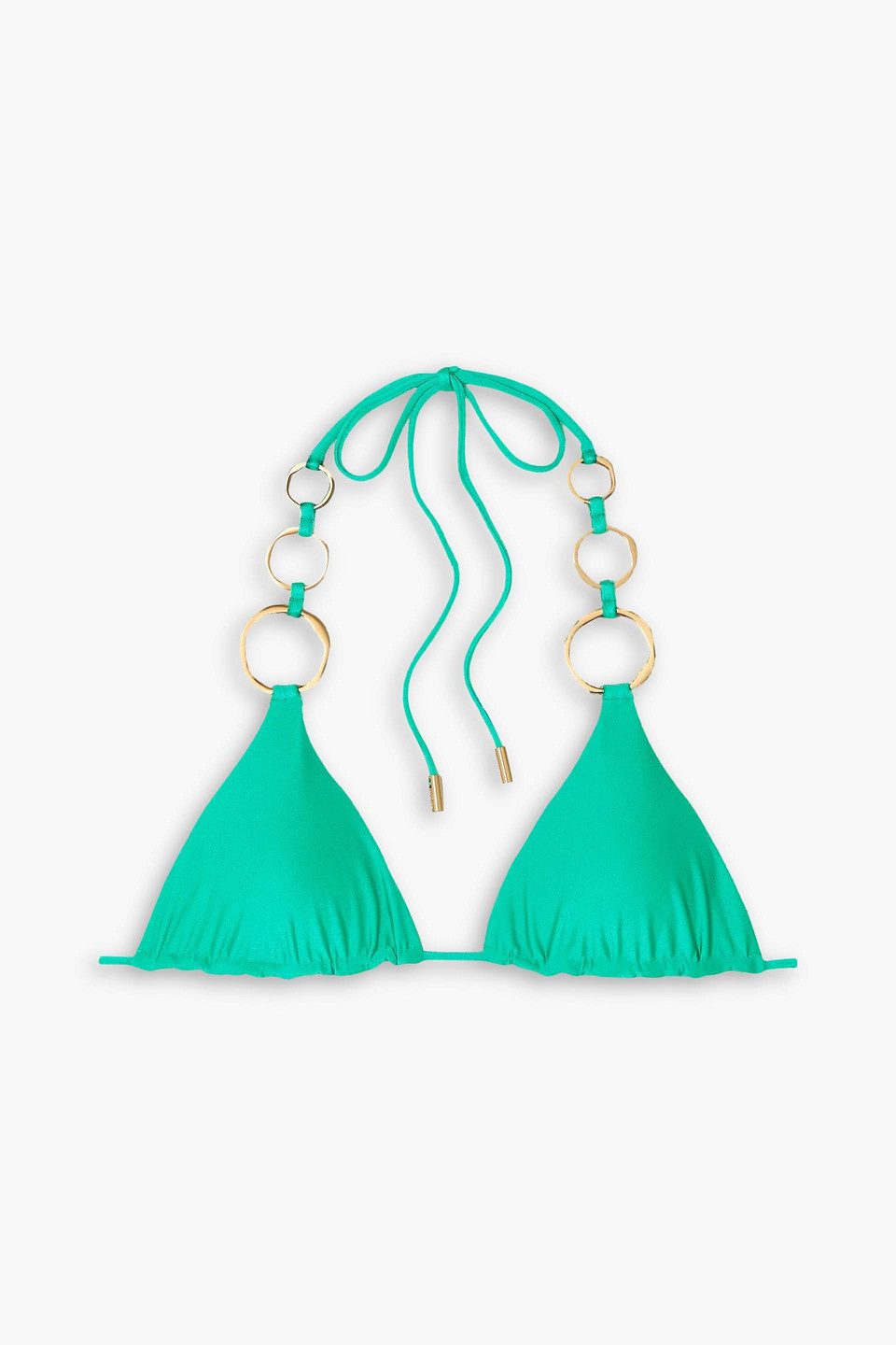 Cult Gaia Zoey Embellished Traingle Halterneck Bikini Top In Jade