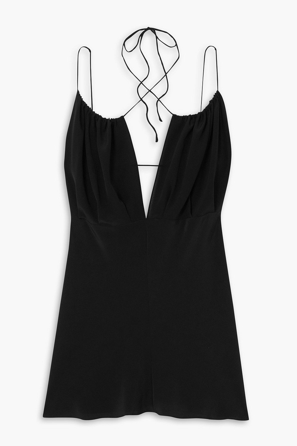 Totême Tie-detailed Gathered Silk Crepe De Chine Camisole In Black