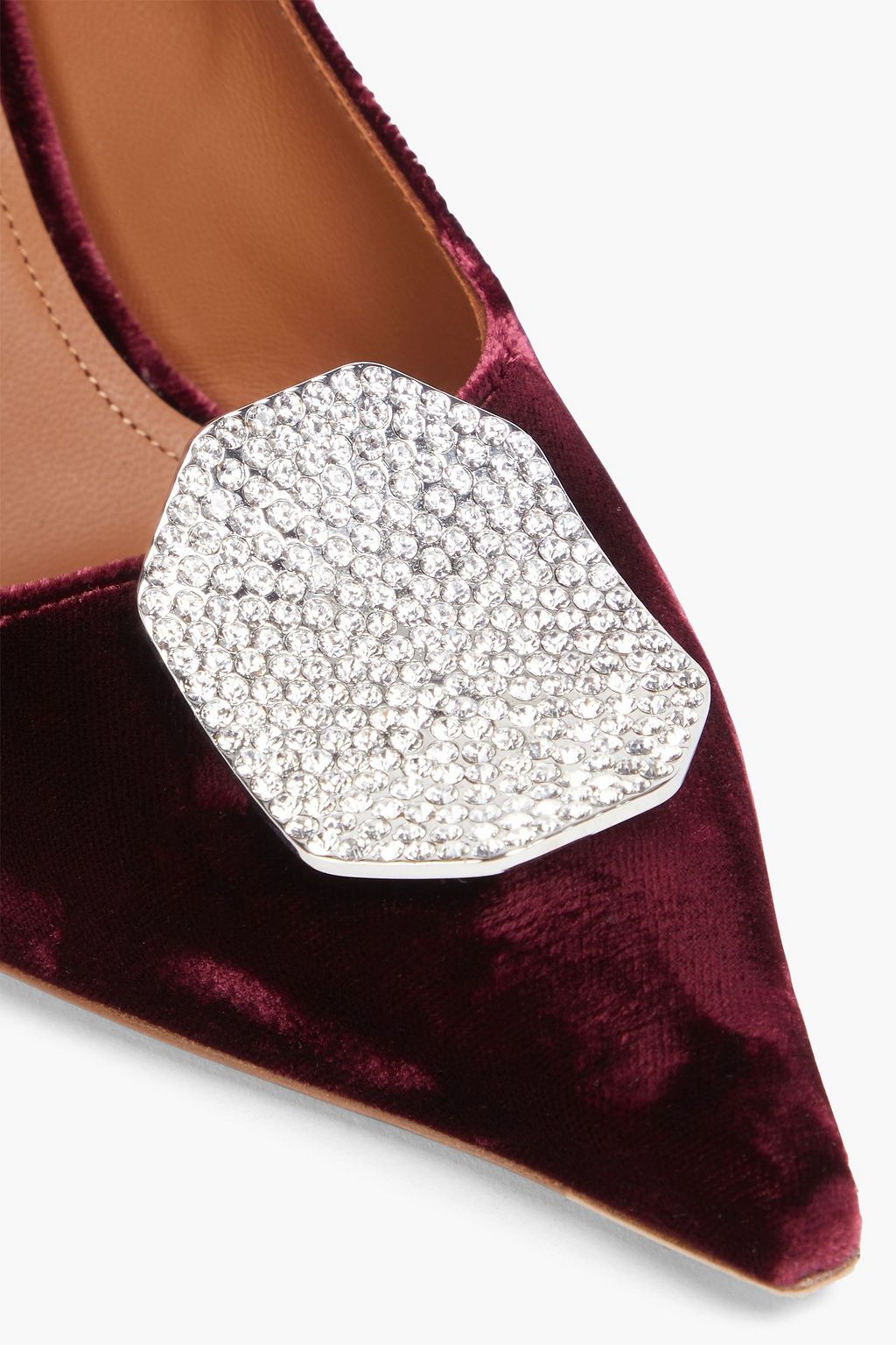 MALONE SOULIERS حذاء بامب «فون» من المخمل مزين بالكريستال