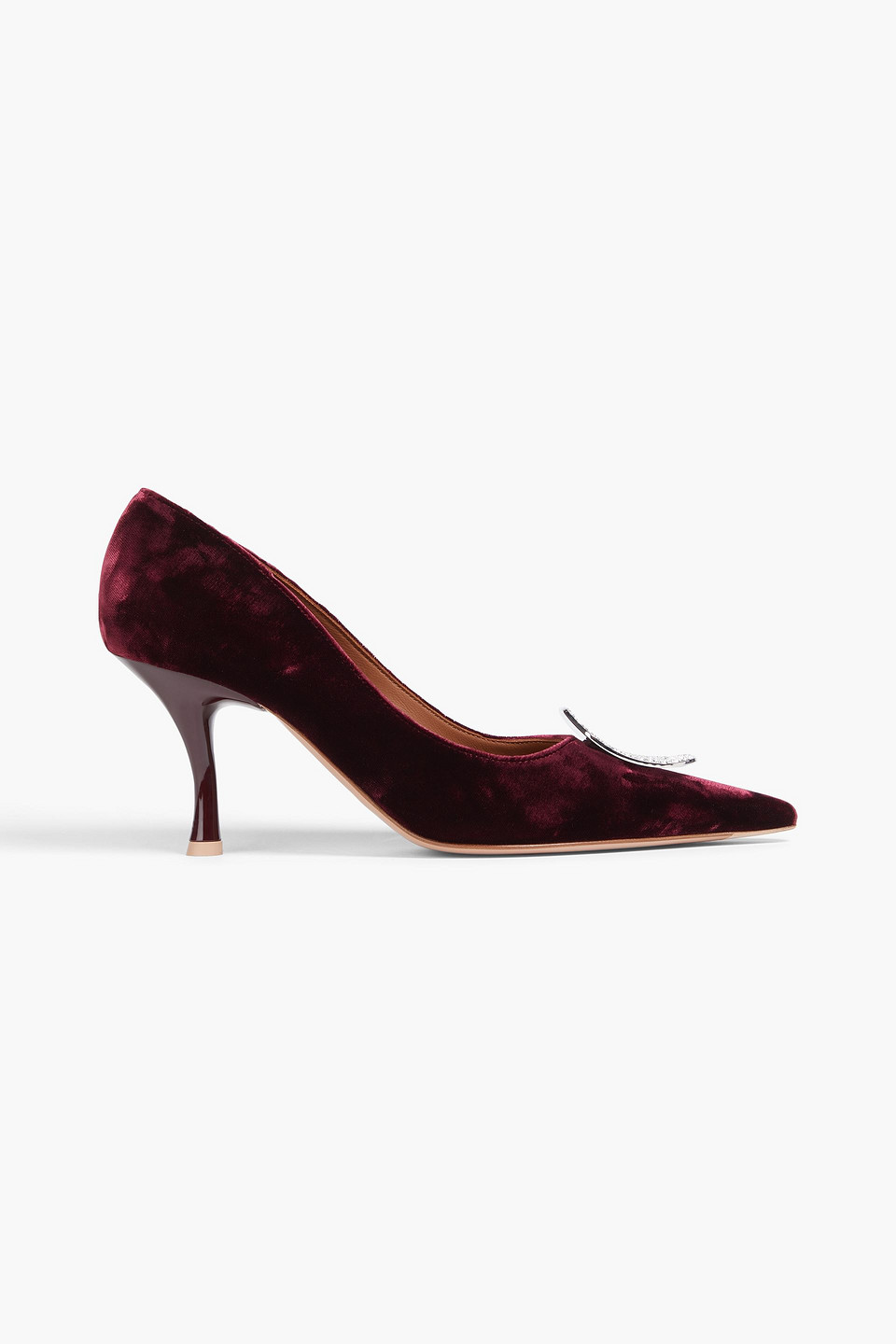 Malone Souliers Vonn Crystal-embellished Velvet Pumps In Burgundy