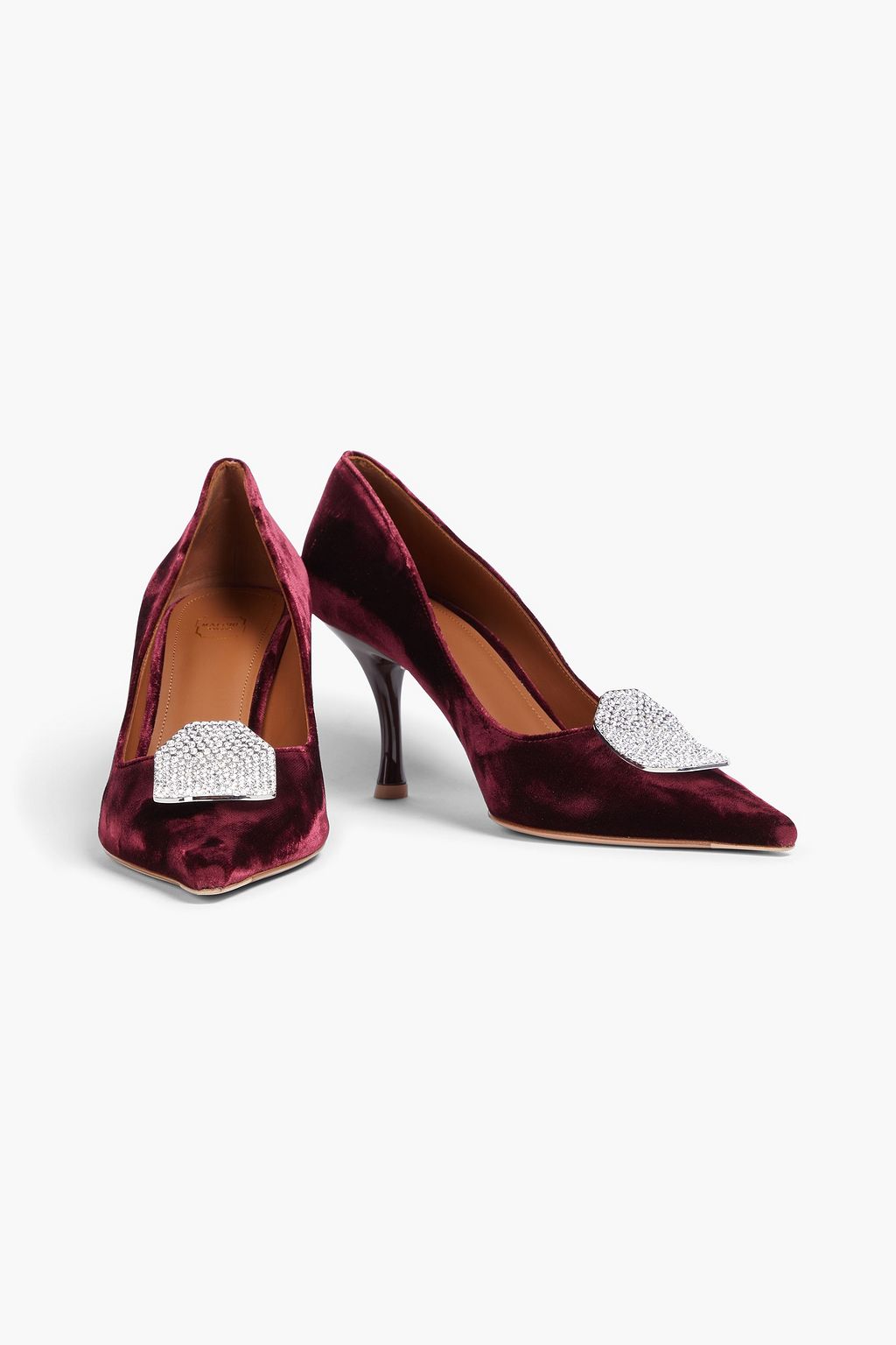 MALONE SOULIERS حذاء بامب «فون» من المخمل مزين بالكريستال