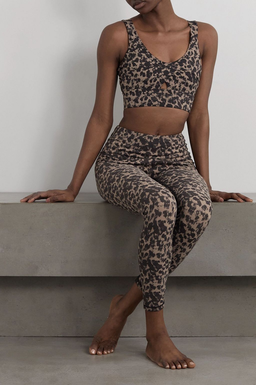 VARLEY Let's Go Staunton leopard-print stretch sports bra