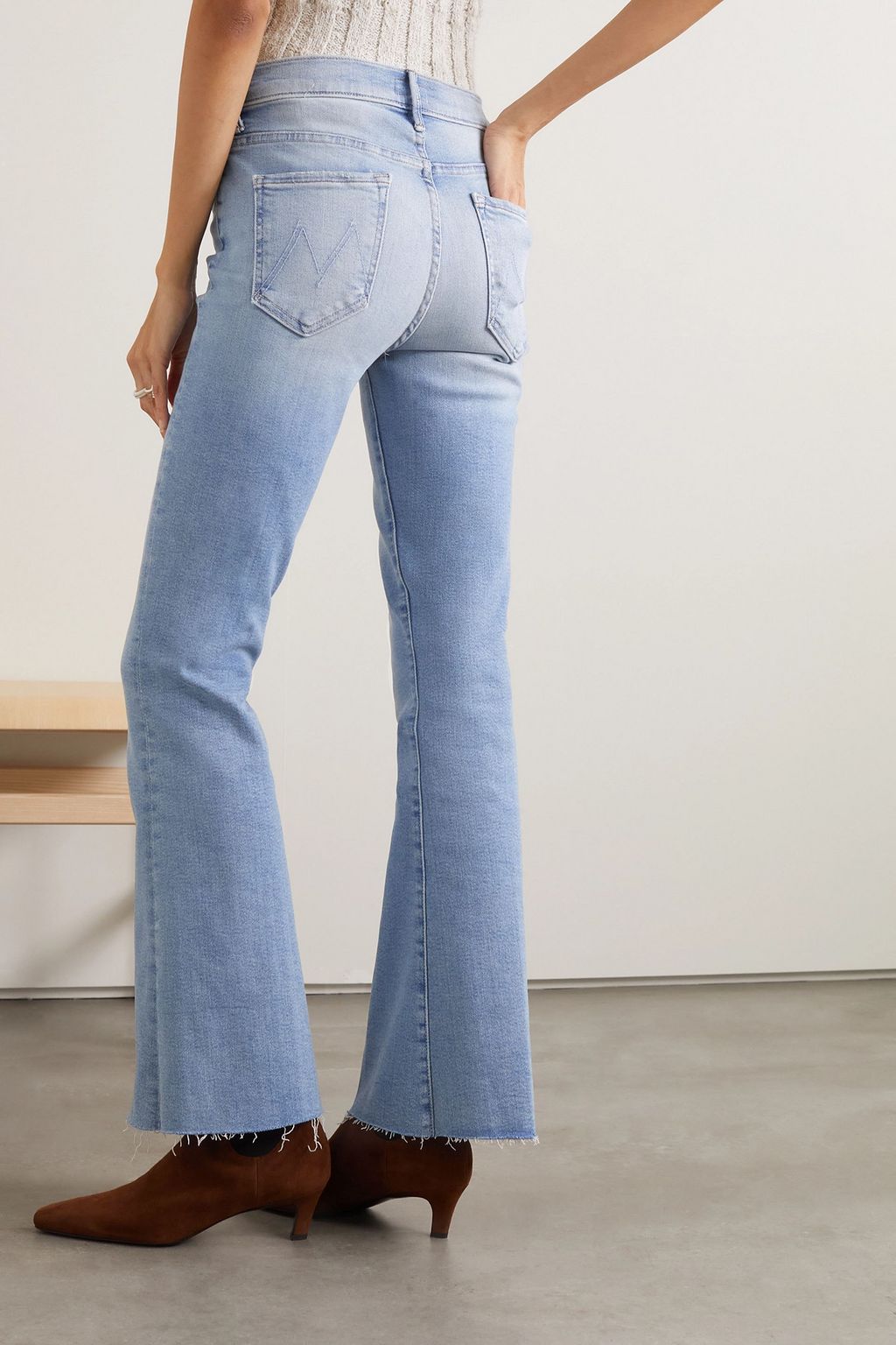 MOTHER The Weekender frayed mid-rise flared jeans
