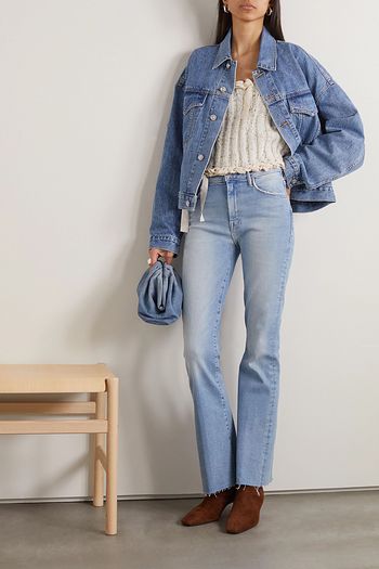 MOTHER The Weekender frayed mid-rise flared jeans