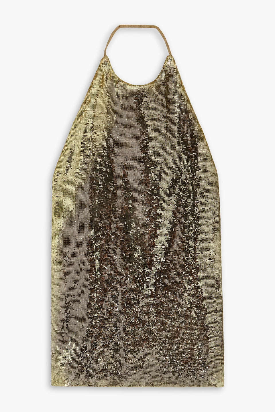 Open-back sequined metallic satin top