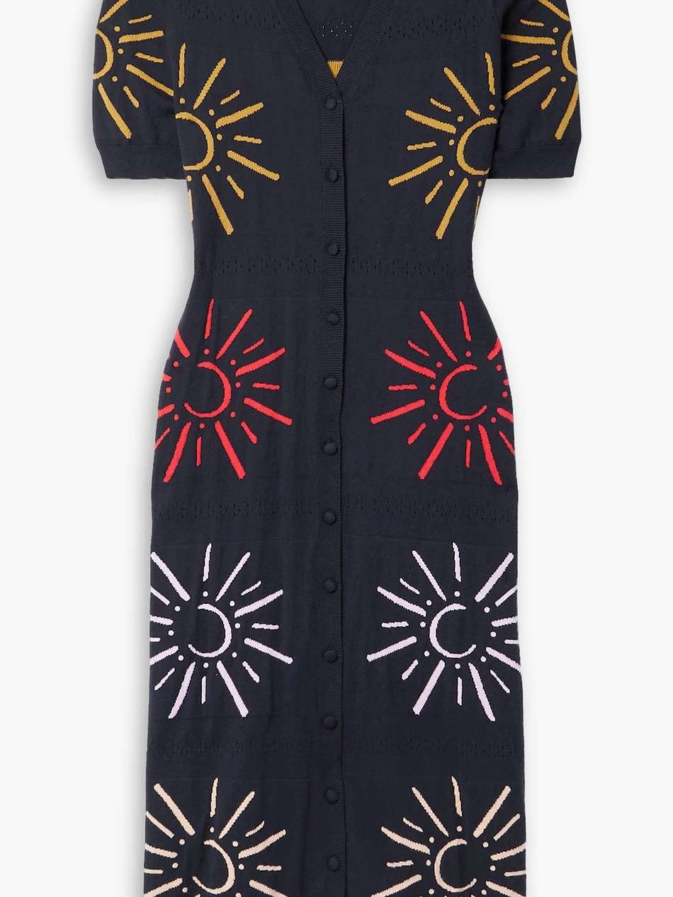 jacquard-knit cotton and cashmere-blend dress