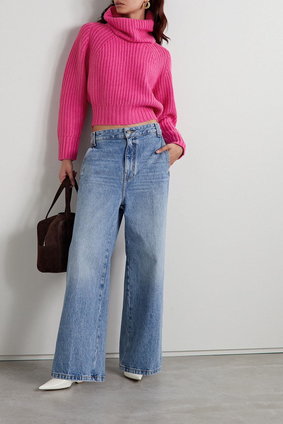 Michael Michael Kors Convertible Ribbed-knit Sweater In Pink