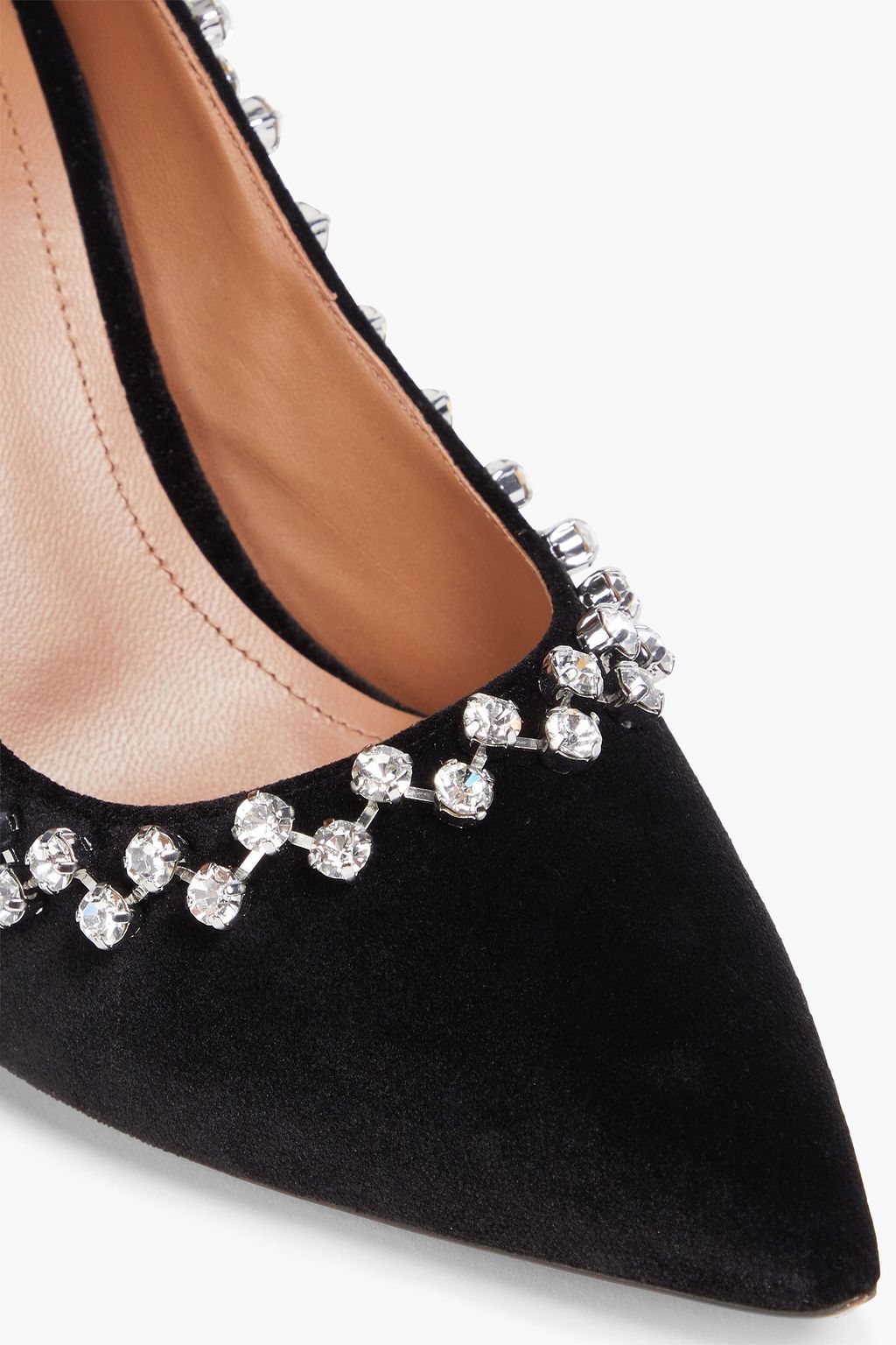 MALONE SOULIERS حذاء بمب "غيل" من المخمل مزين بالكريستال مقاس 90