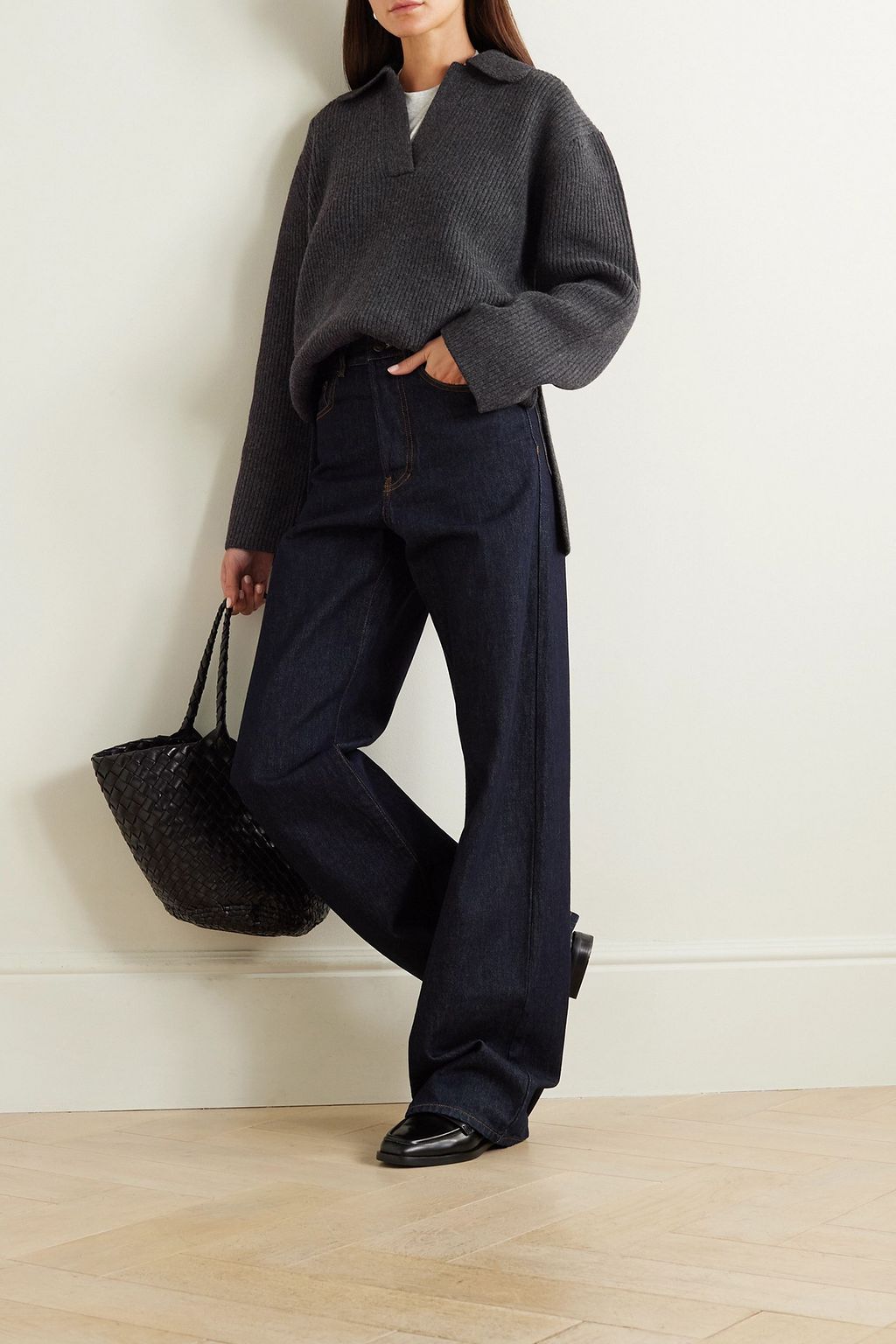 TOTEME Oversized ribbed wool and cashmere-blend sweater