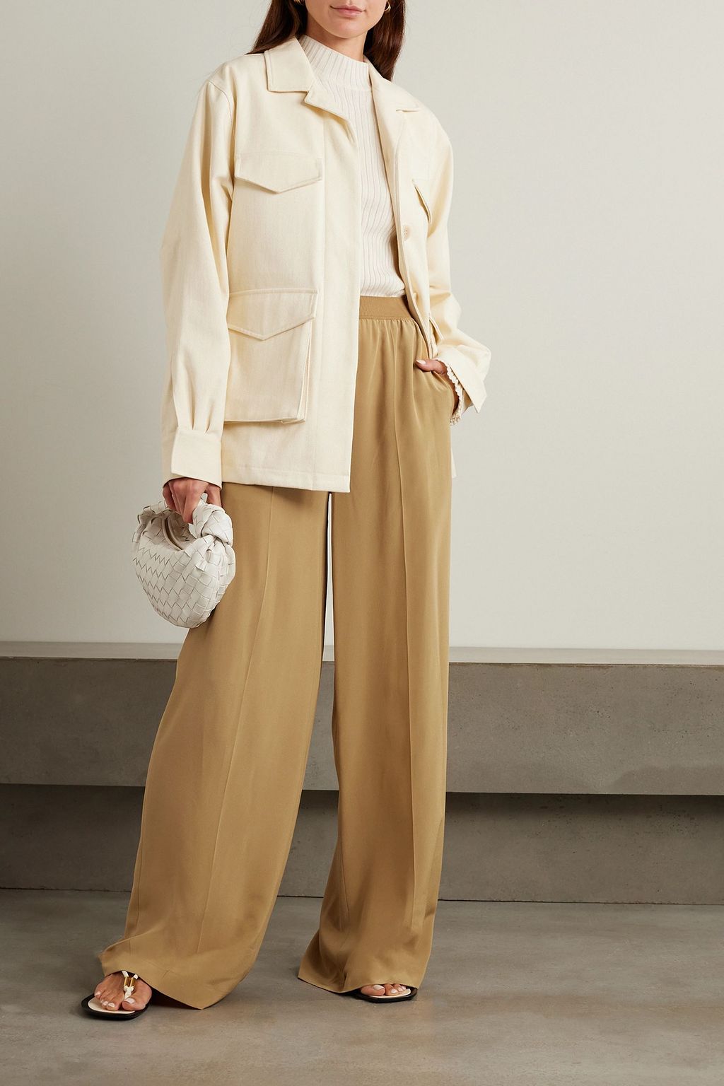 JOSEPH Silk crepe de chine wide-leg pants
