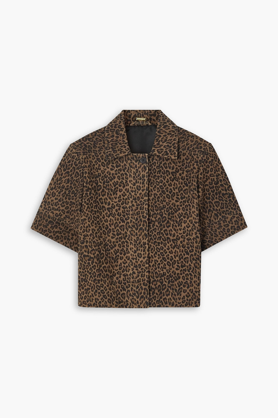 Dodo Bar Or Mia Cropped Leopard-print Suede Shirt In Brown