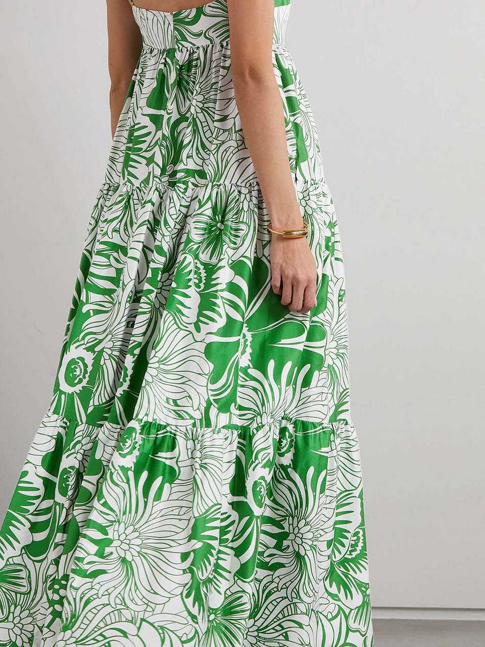 merle tiered floral-print cotton maxi dress