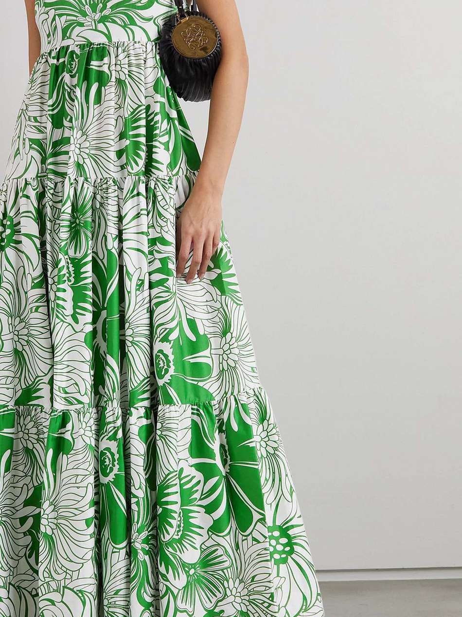merle tiered floral-print cotton maxi dress
