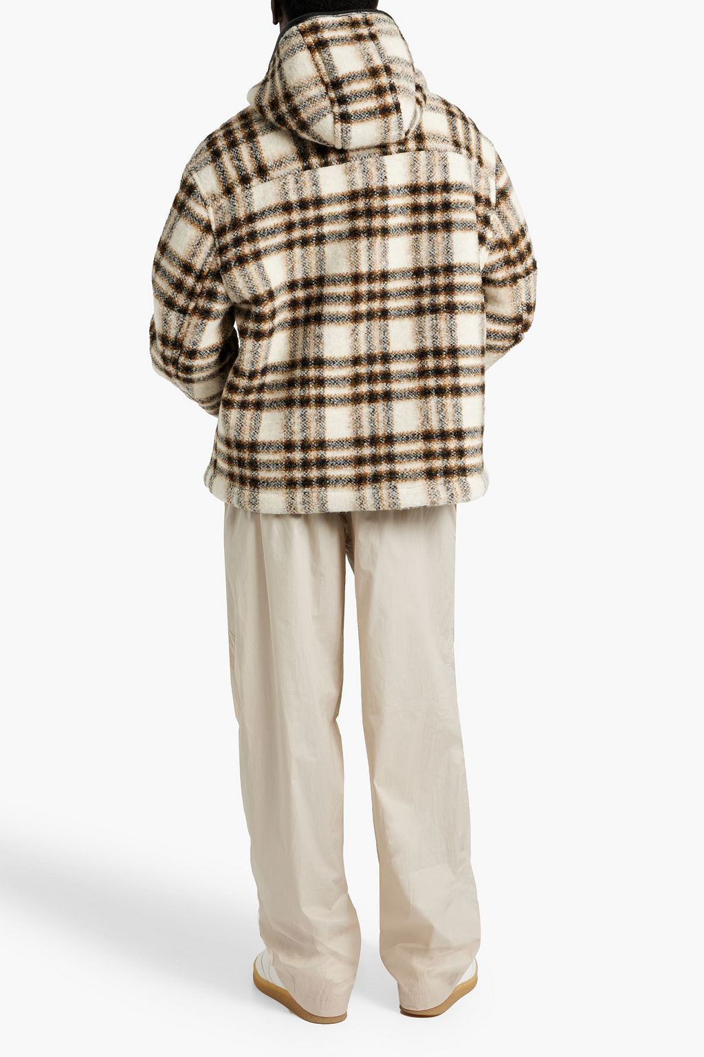 ISABEL MARANT Kurtis checked wool-blend fleece hooded jacket