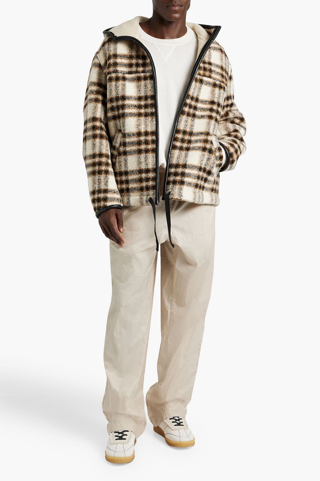 ISABEL MARANT Kurtis checked wool-blend fleece hooded jacket