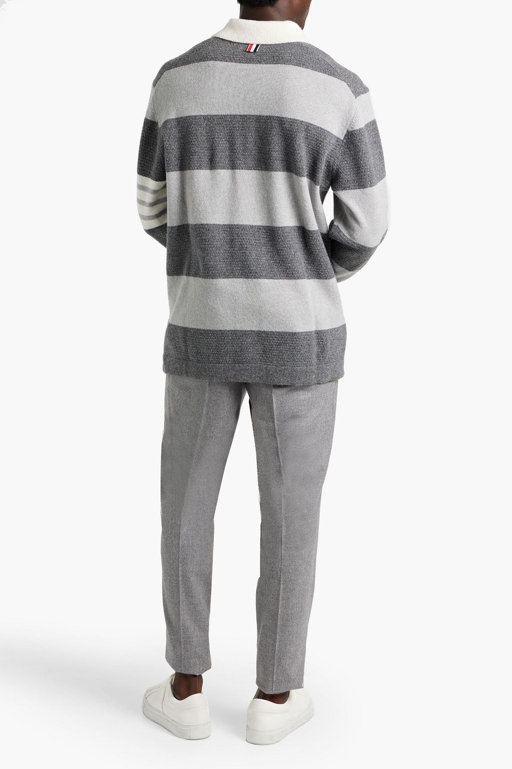 THOM BROWNE Striped wool polo sweater