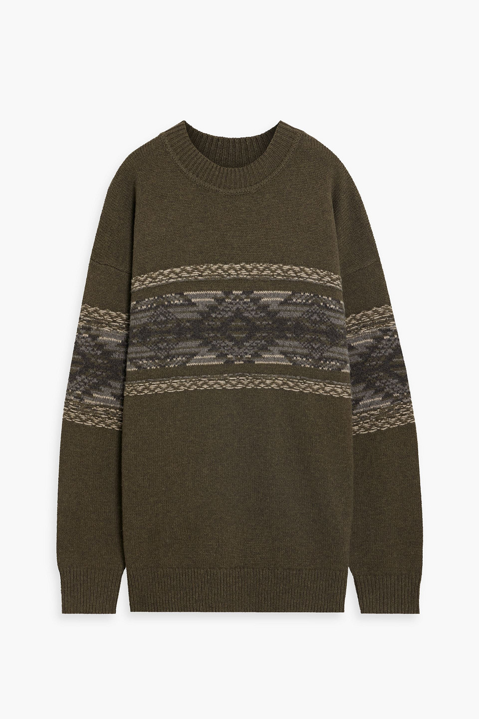 Isabel Marant Intarsia Wool-blend Sweater In Army Green