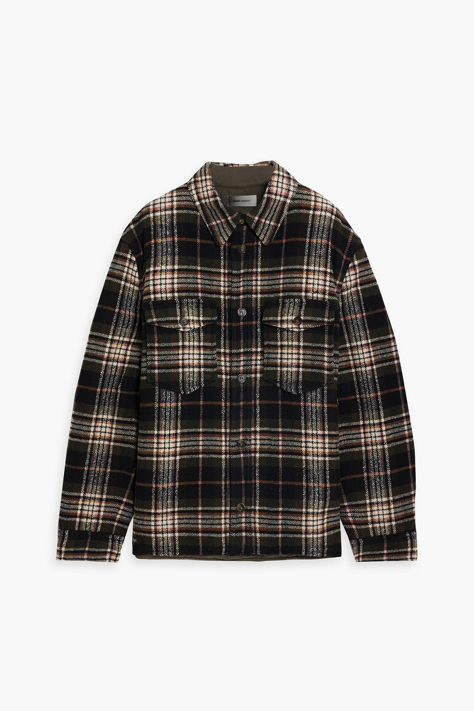 Isabel Marant Checked Cotton-flannel Jacket In Army Green