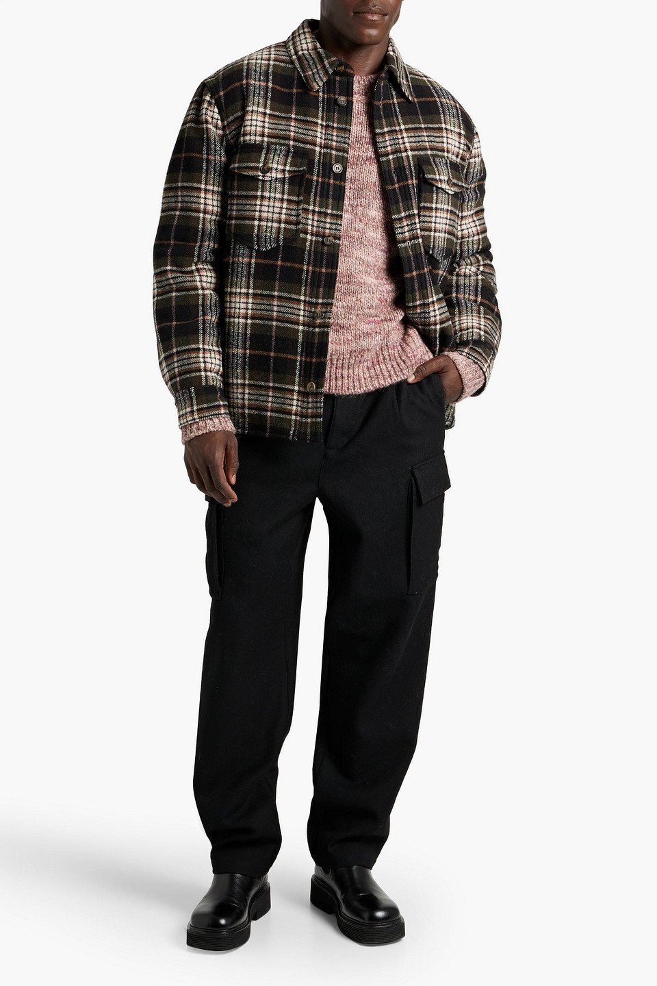 Isabel Marant Checked Cotton-flannel Jacket In Army Green