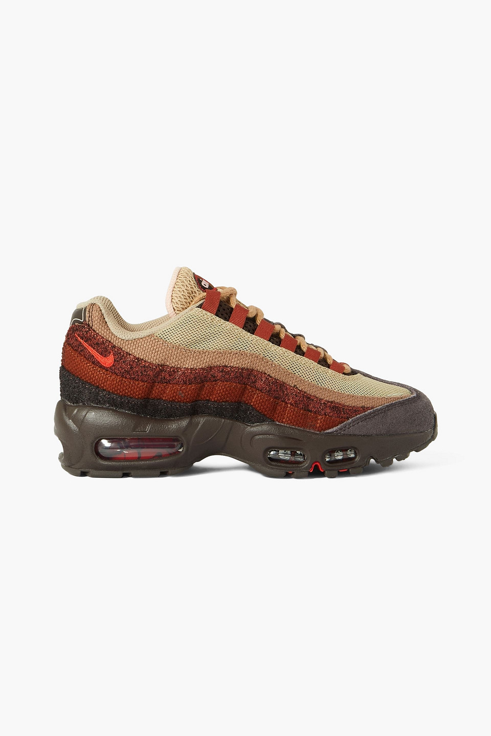 Nike Air Max 95 Anatomy Mesh, Canvas And Faux Suede Sneakers In Brown