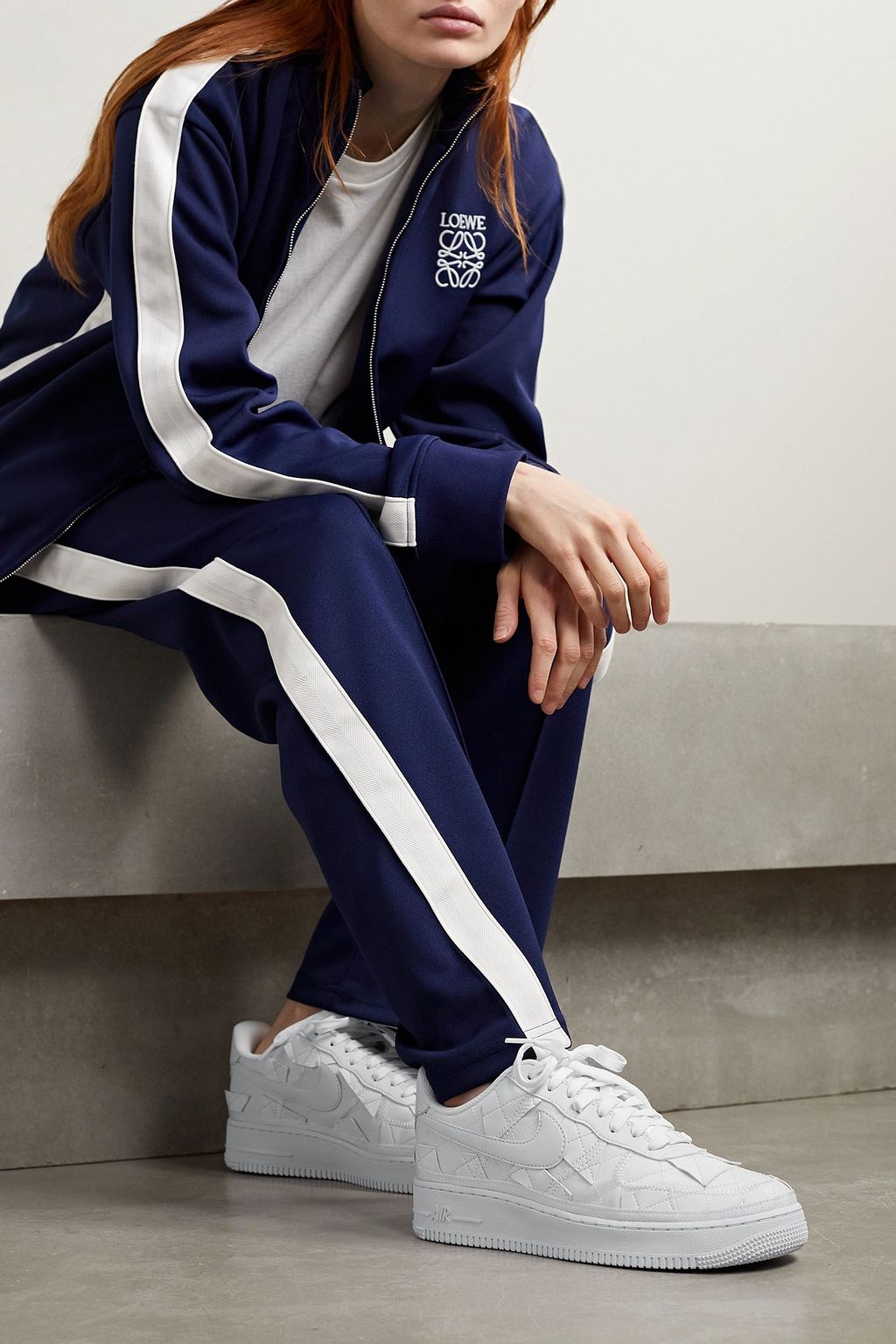 NIKE + Billie Eilish Air Force paneled shell and leather sneakers