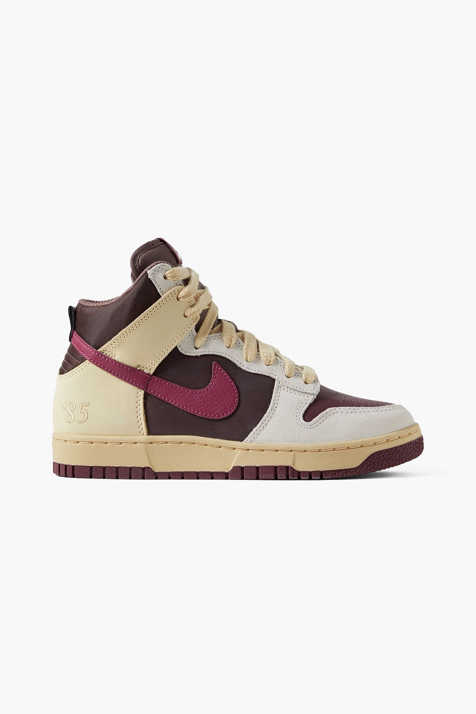 Nike Dunk 1985 Leather, Suede And Shell High-top Sneakers In Burgundy