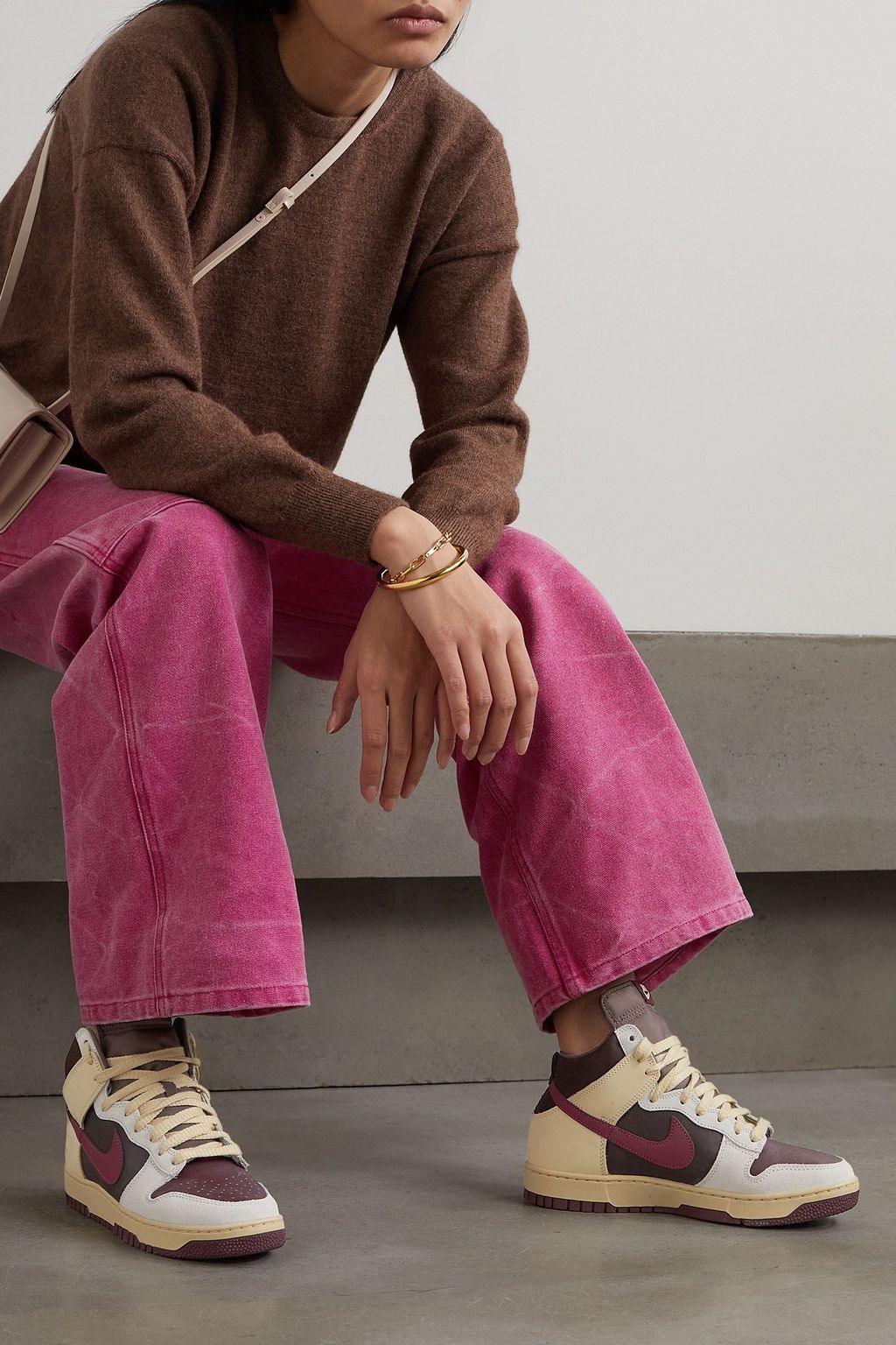 NIKE 덩크 1985 가죽 스웨이드 셸 하이 탑 스니커즈
