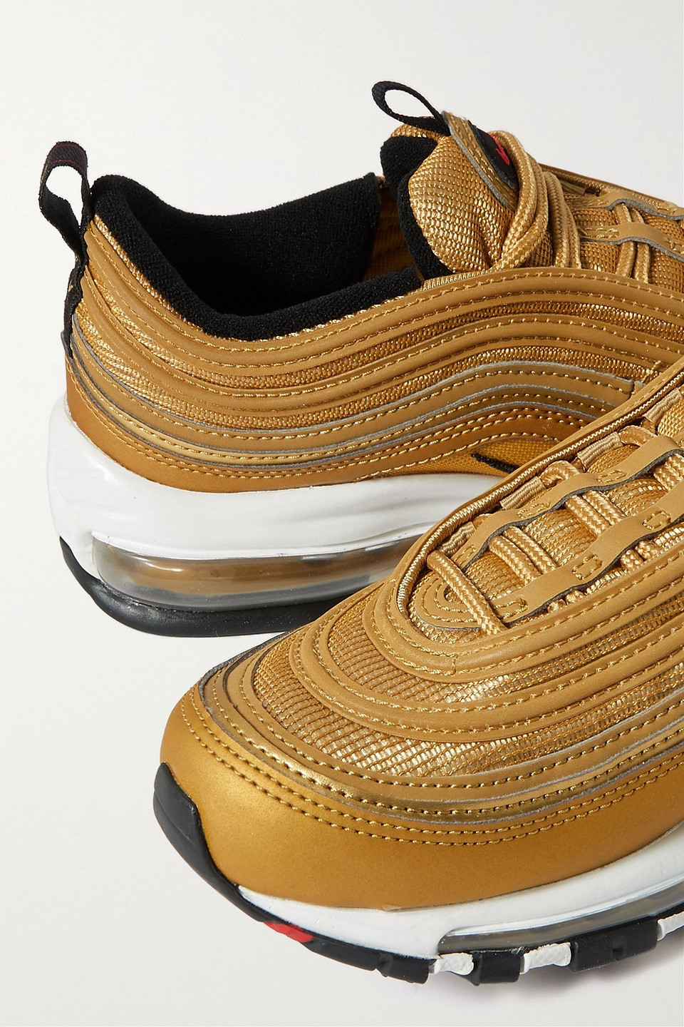Nike Air Max 97 Metallic Mesh And Faux Leather Sneakers In Gold