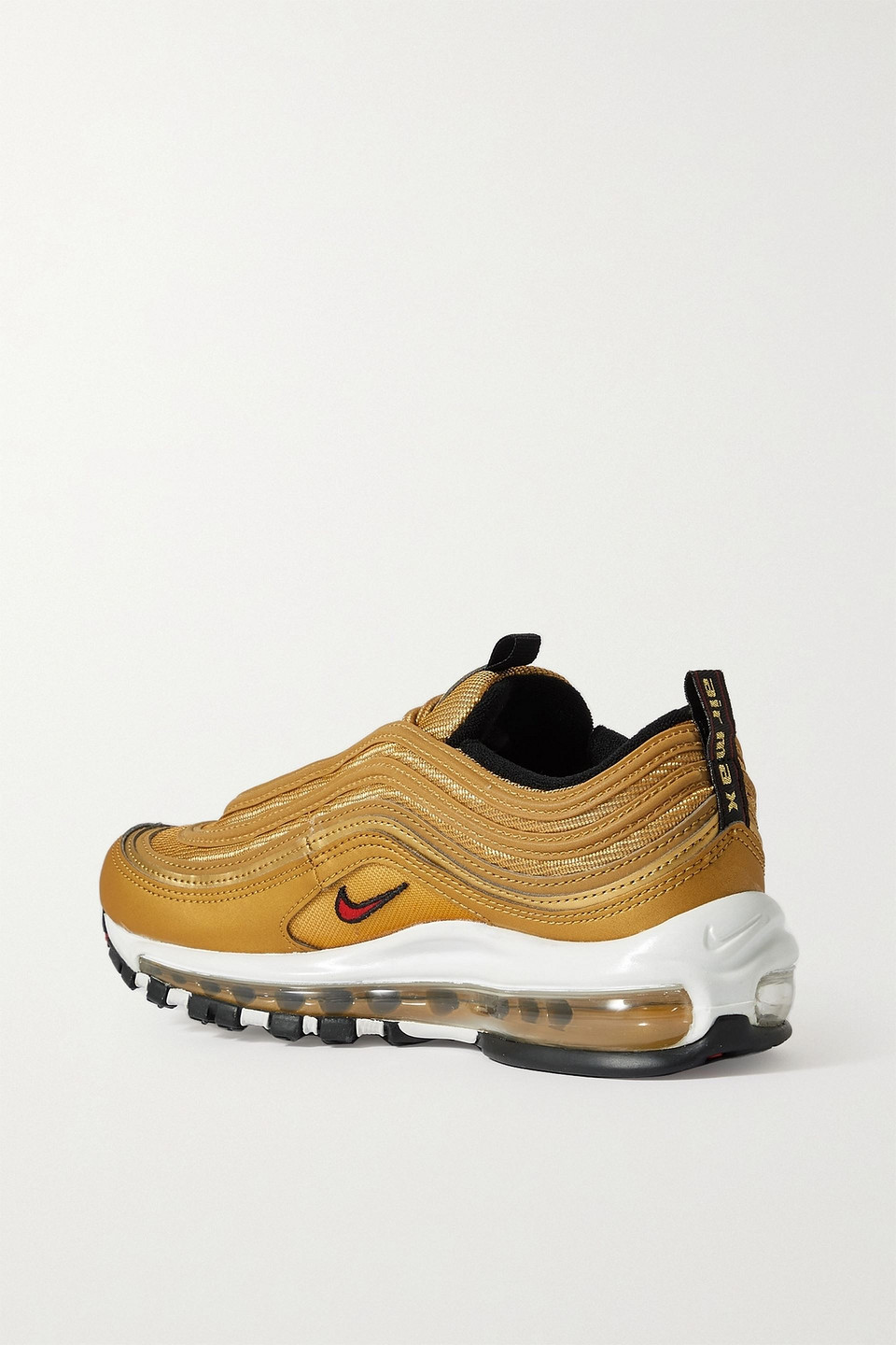 Nike Air Max 97 Metallic Mesh And Faux Leather Sneakers In Gold