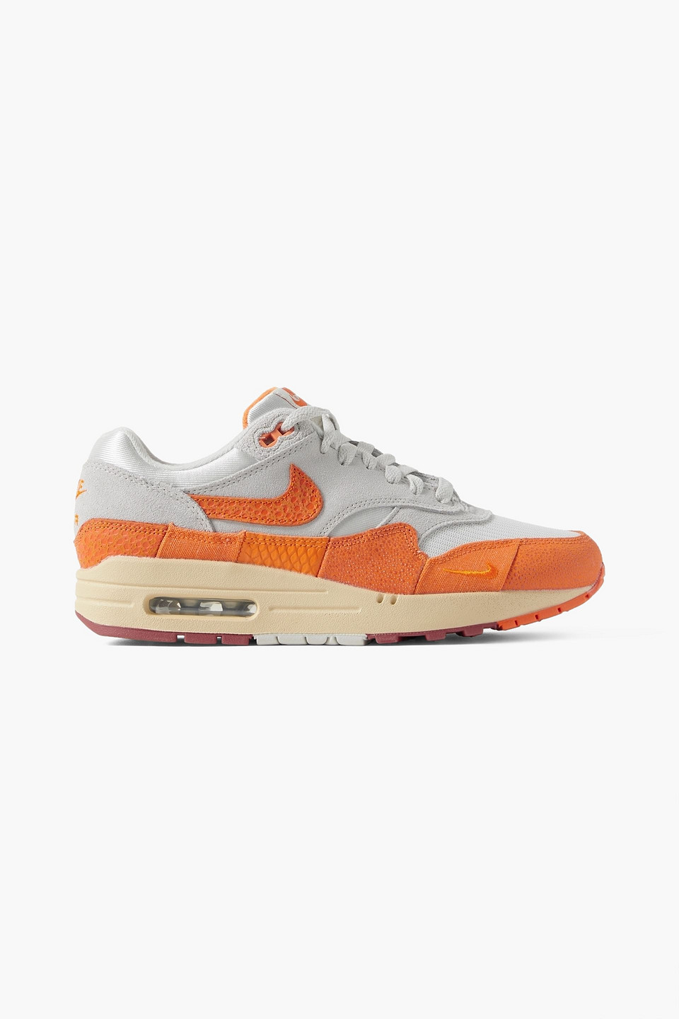 Nike Air Max 1 Sneakers In Gray And Safety Orange-white In Light Gray