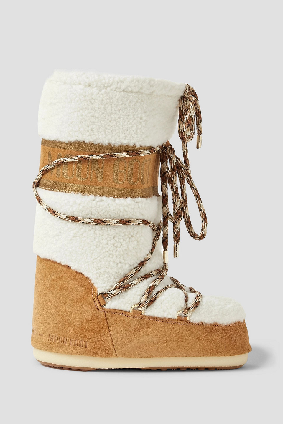 Moon Boot Icon Shearling And Suede Snow Boots In Off-white