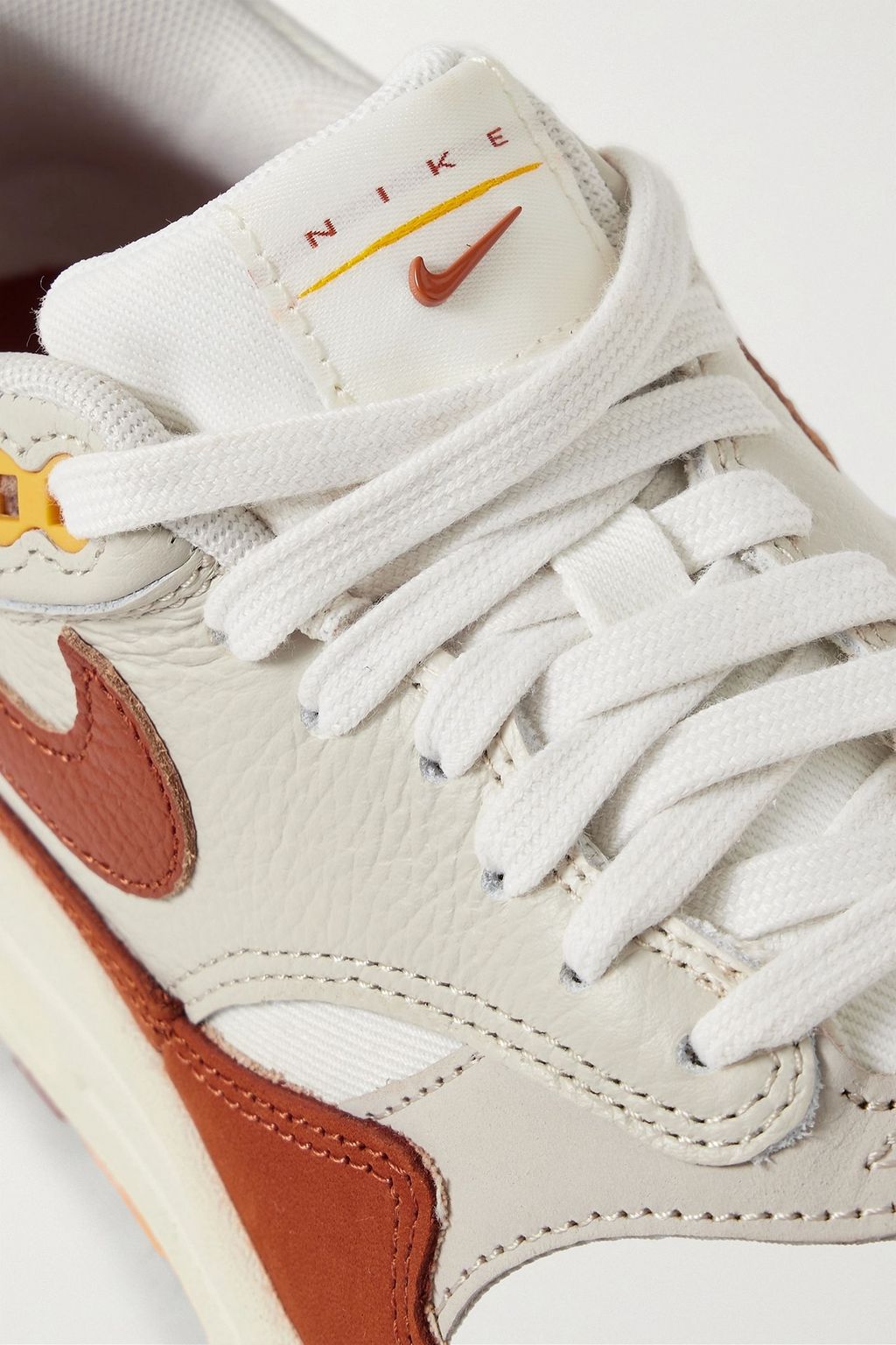 NIKE Air Max 1 textured-leather, suede and canvas sneakers