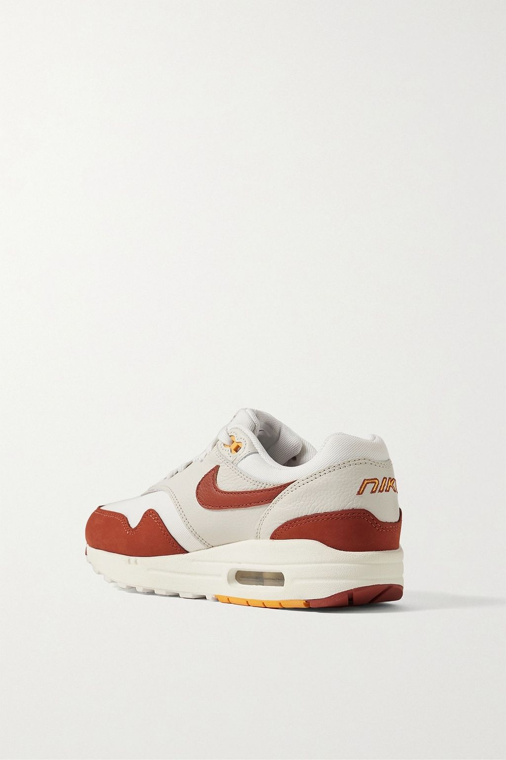 NIKE Air Max 1 textured-leather, suede and canvas sneakers
