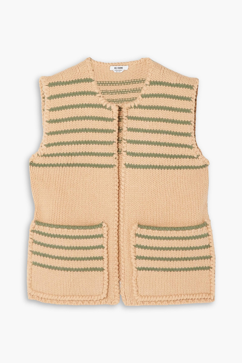 Re/done Striped Wool-blend Vest In Sand