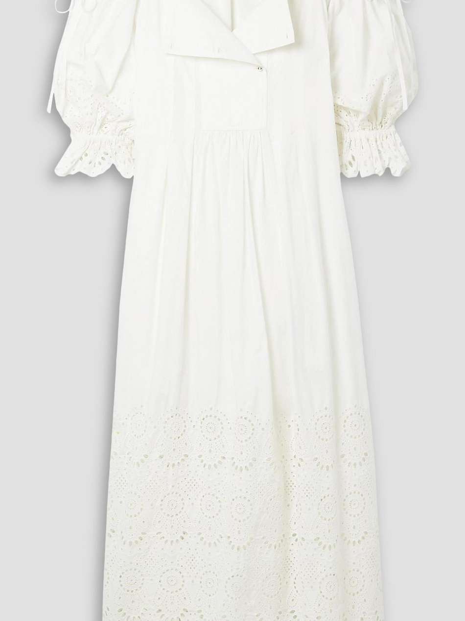 narcisa cold-shoulder broderie anglaise cotton midi dress
