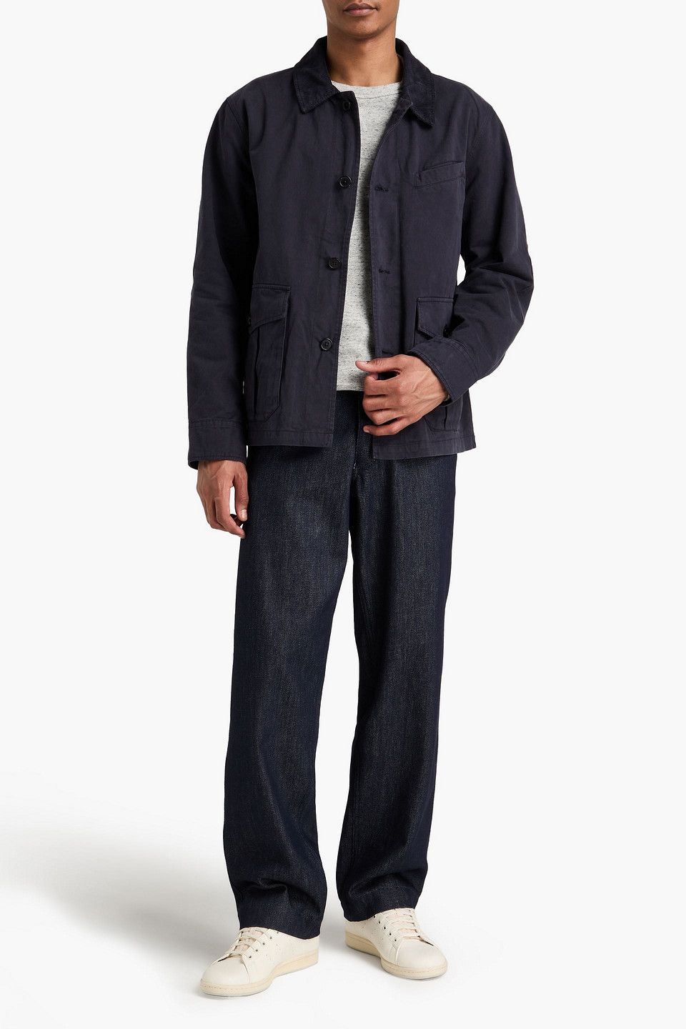 Officine Generale Cotton-twill Jacket In Navy