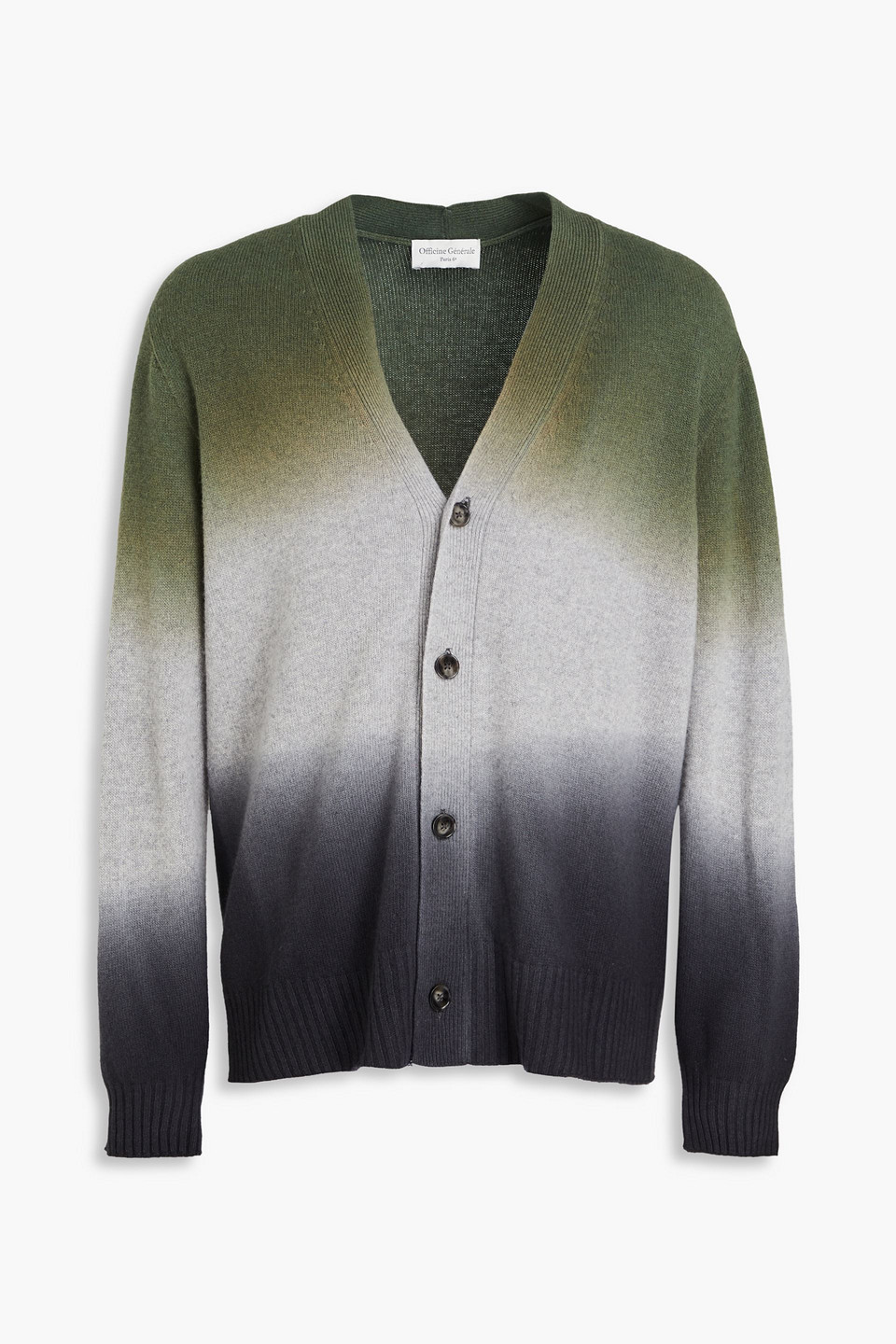 Officine Generale Dégradé Wool And Cashmere-blend Cardigan In Forest Green