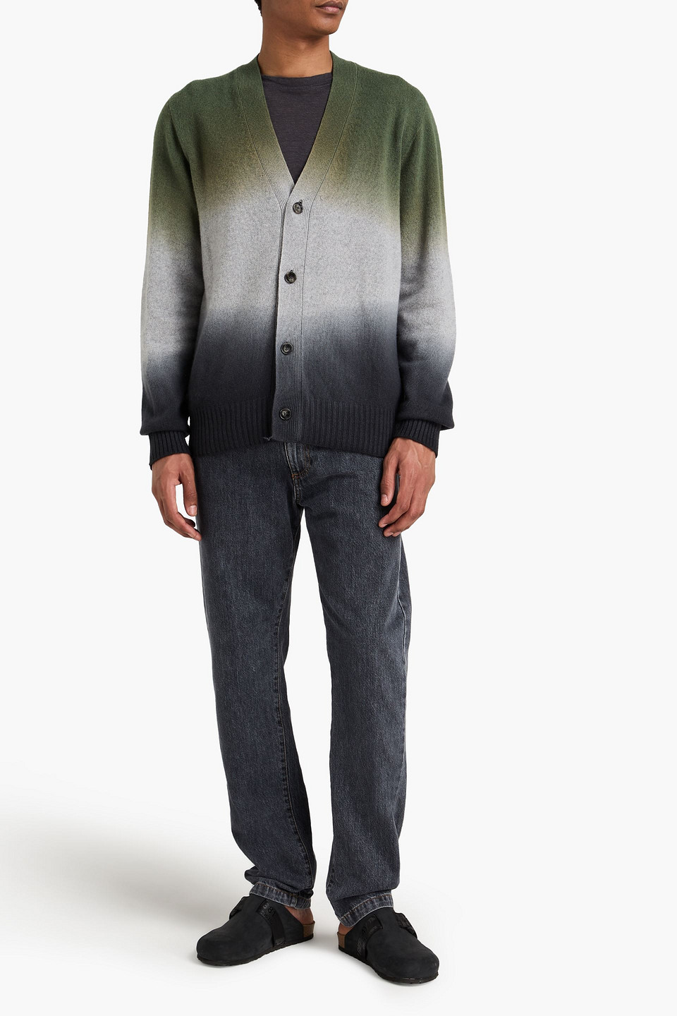OFFICINE GENERALE DÉGRADÉ WOOL AND CASHMERE-BLEND CARDIGAN