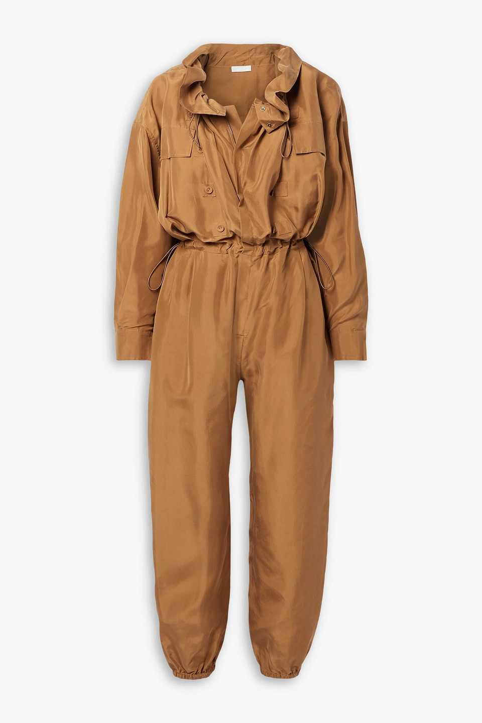 Ulla Johnson Aida Silk-taffeta Jumpsuit In Brown