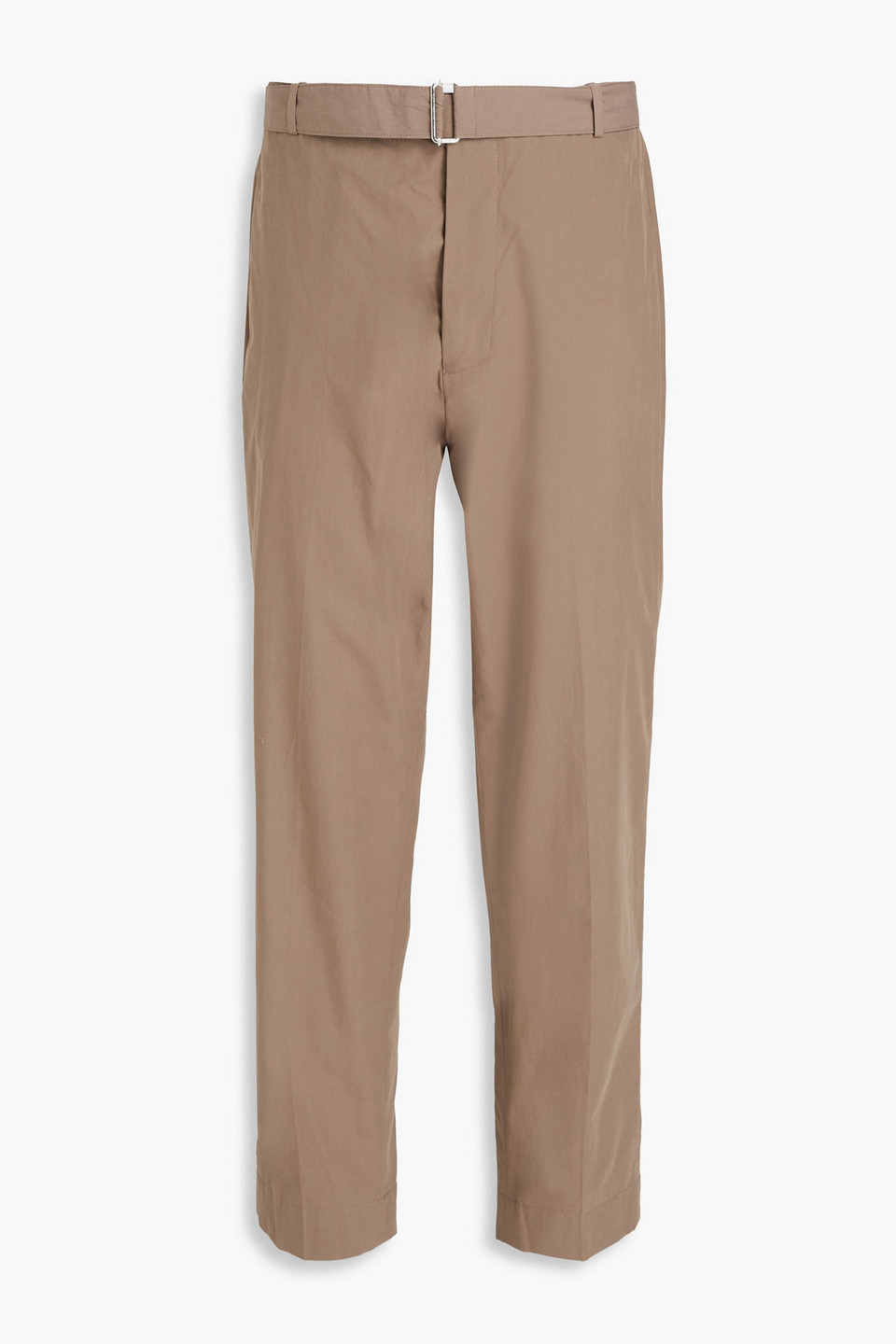 Officine Generale Tapered Belted Cotton Chinos In Taupe