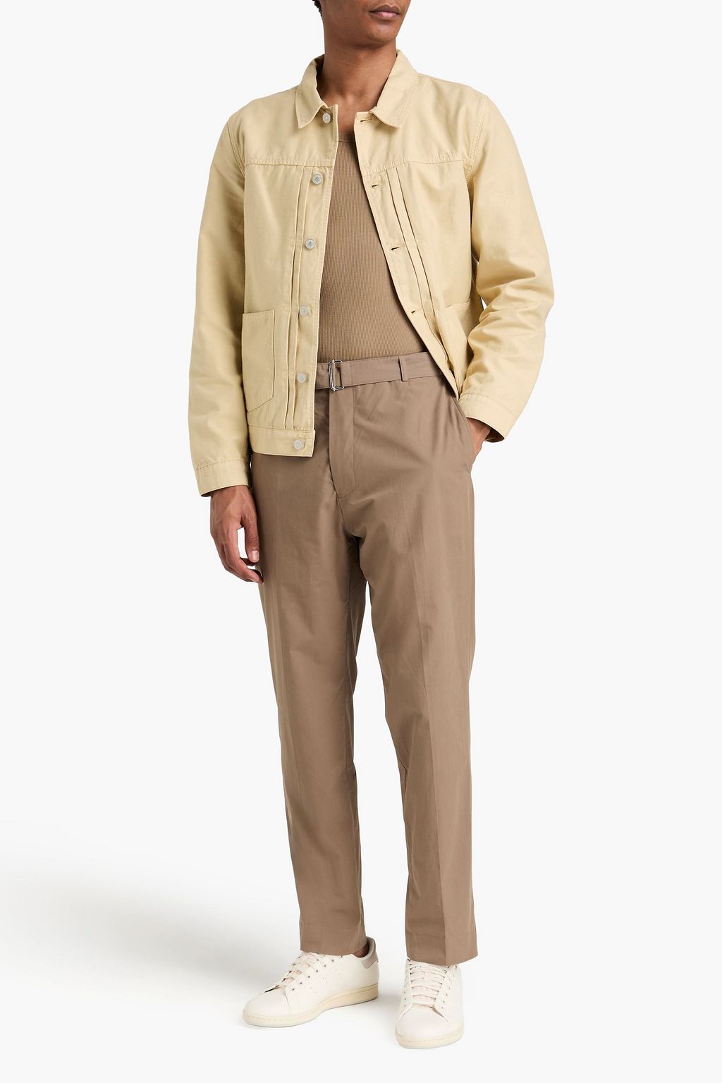 OFFICINE GÉNÉRALE Tapered belted cotton chinos